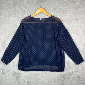 OLD NAVY Sheer Orange Long Sleeve Pullover Women Shirt (M)